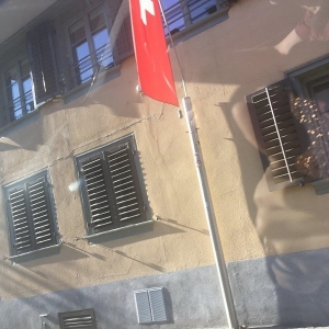 スイスは国旗を立てている家が多かったです